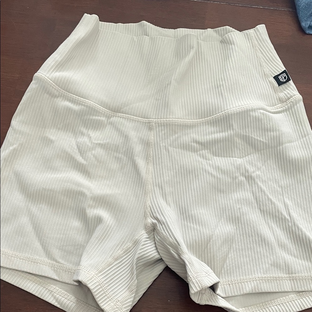 Born Primitive Women's Beige Ribbed Bike Shorts
